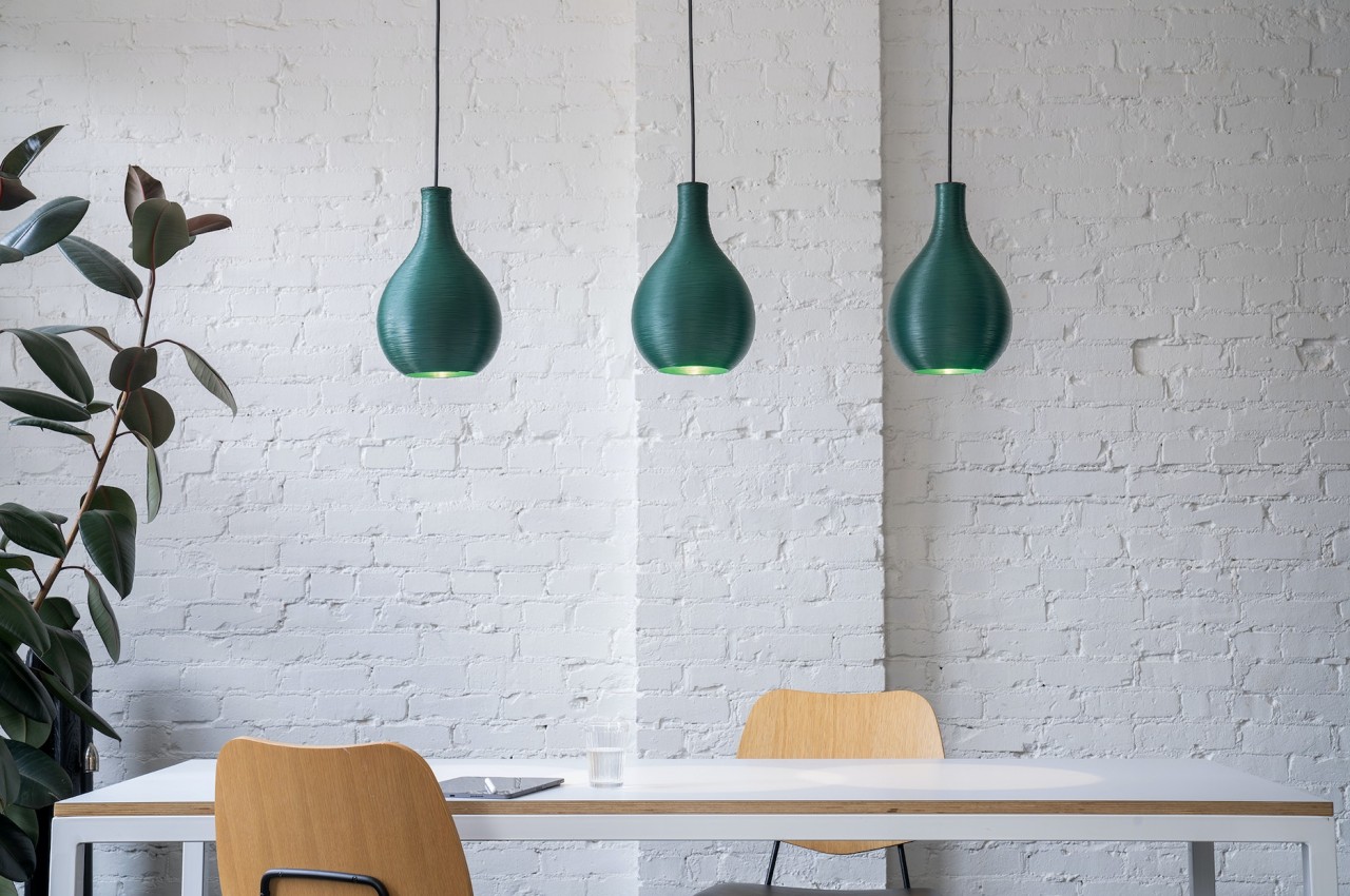 3D-printed pendant lamps spin beauty out of recycled ocean plastic