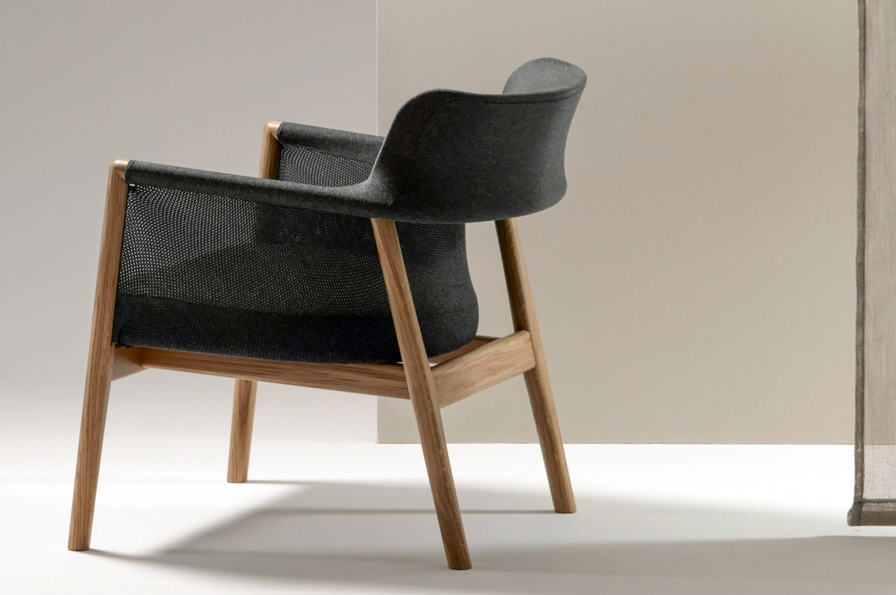 This elegant lounge chair was built using 3D knitting instead of ...