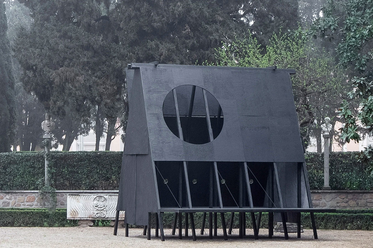 #Black timber flexible pavilion in Rome can be used as an exhibition space or even a bar