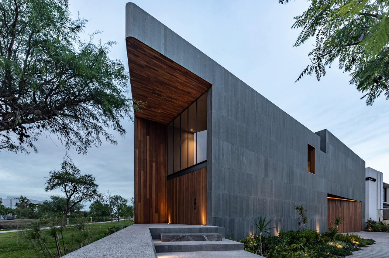 Massive basalt-clad home in Mexico is topped with a rooftop pool