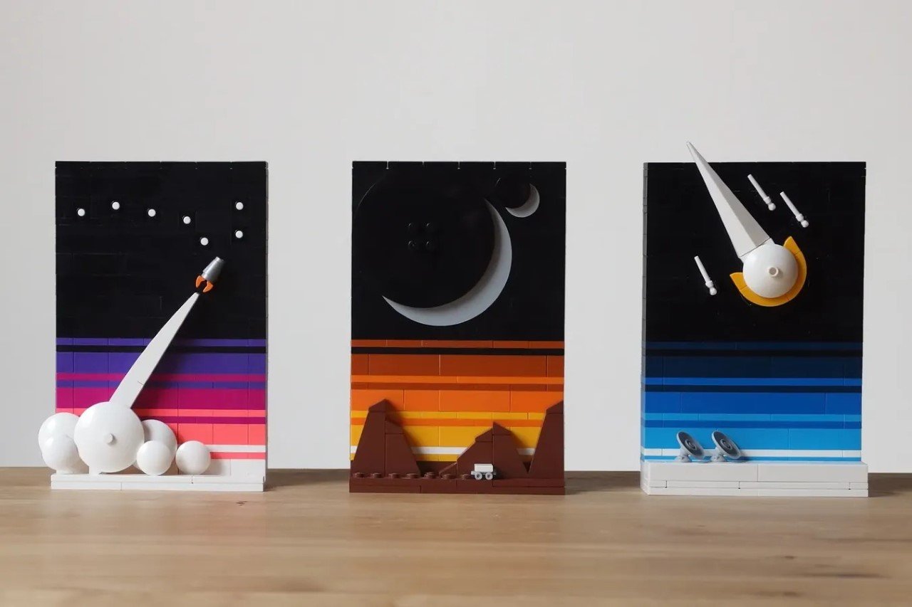 Retro NASA Space Tourism Posters made from LEGO Bricks are a Space Nerd Must-Have