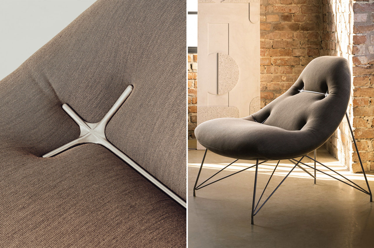 #Peach Easy Chair utilizes an innovative joint solution to shape the comfort foam + reduce waste
