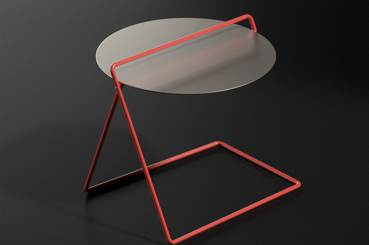 #Scissor Side Table is a minimal metallic + portable furniture that packs a punch with its compact form