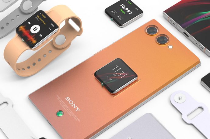 Sony smartphone with a smartwatch dock doubles as secondary display to flash important notifications