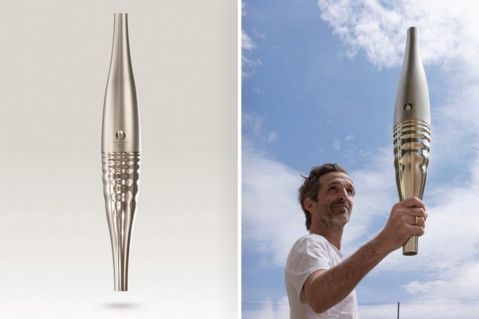 Paris 2024 Olympics And Paralympics Torch With a Symmetric, Rippled Design Symbolizes Equality