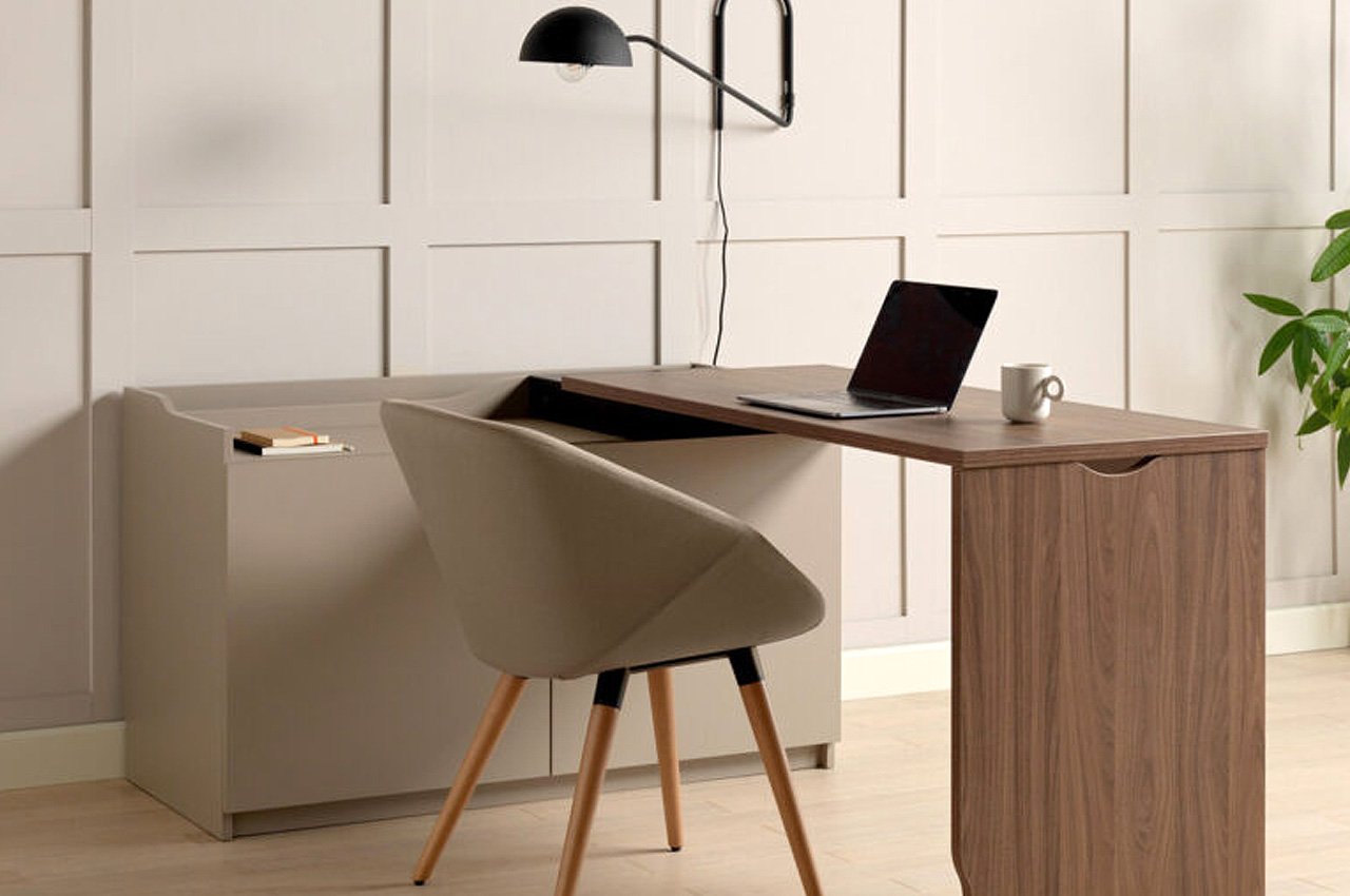 #This sideboard swings at 90 degrees to form a work from home desk & function as a flexible storage solution