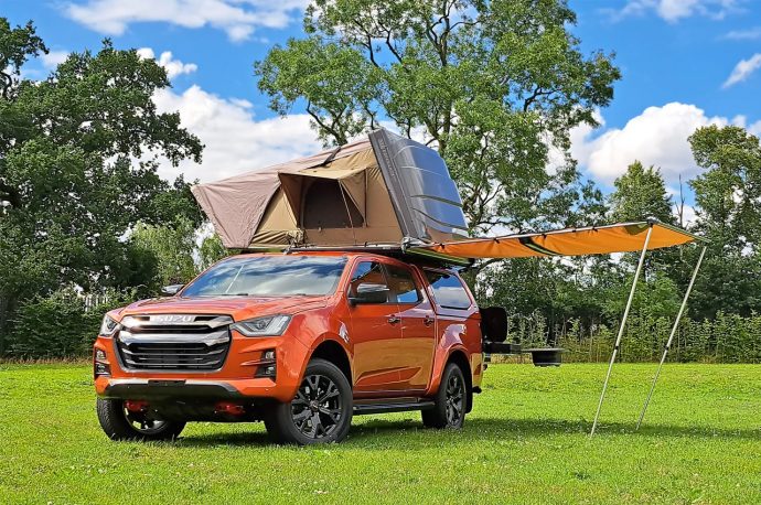 Isuzu D-Max is finally the pick-up camper of our dreams with rooftop tent and pull-out kitchen