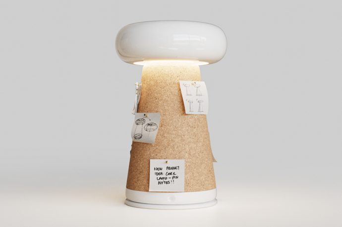 Table Lamp That Doubles as a Cork Pin Board Utterly Defines Minimalism