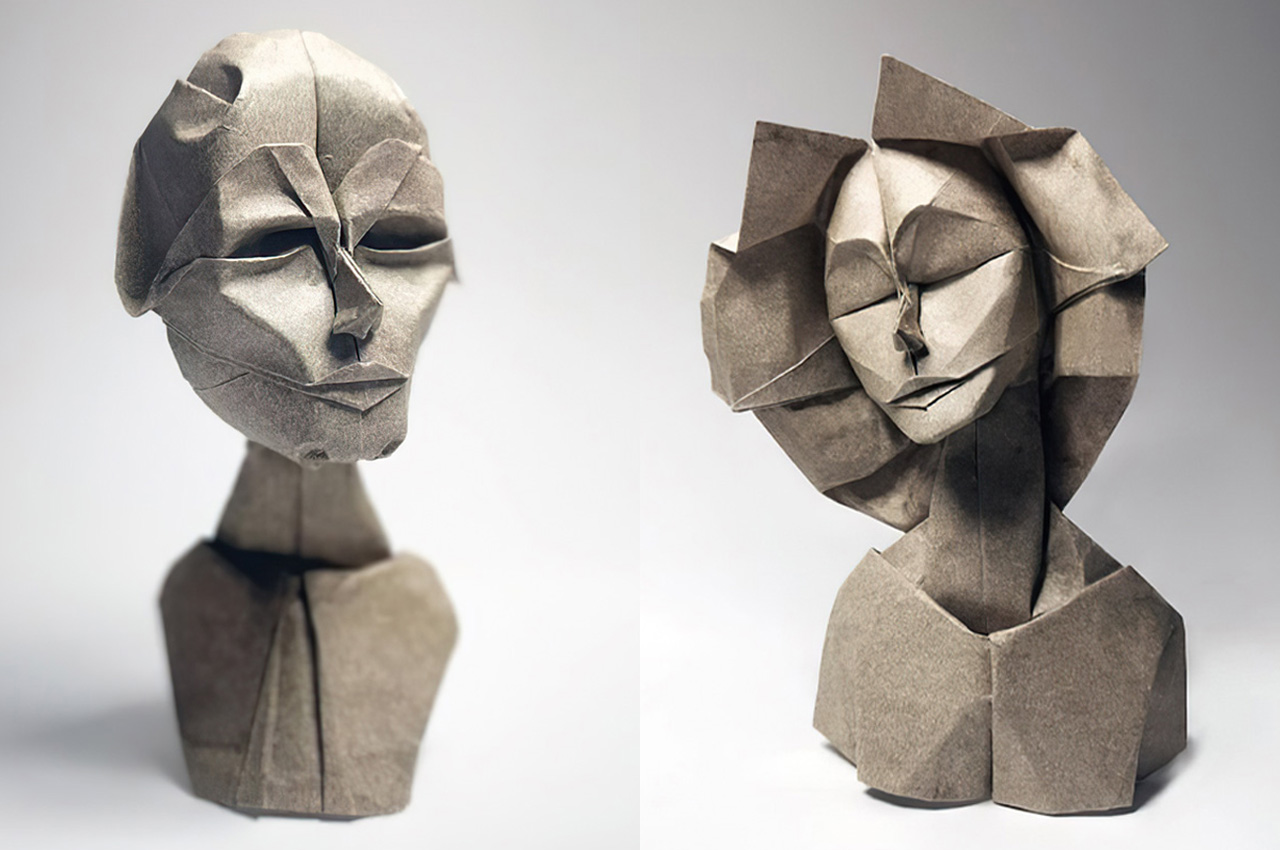 #Origami Expert Folds A Single Piece of Paper To Create These Detailed & Expressive Face Portraits
