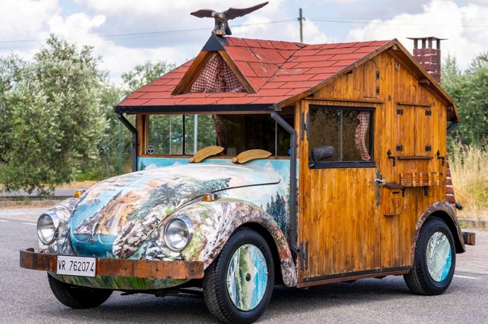 The 1970 Volkswagen Beetle gets a retro transformation, converting into a Swiss cabin on wheels