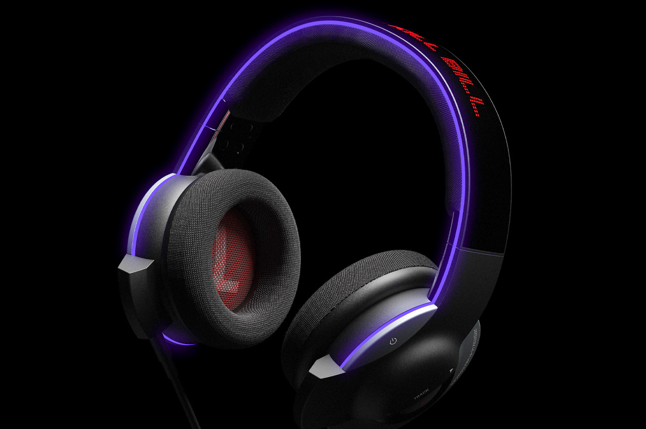 #These headphones display currently playing track or custom graphics on the headband