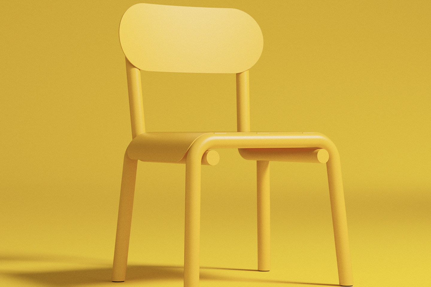 #Minimalistic yellow chair is a simple experiment in the bending and twisting of metallic tubes