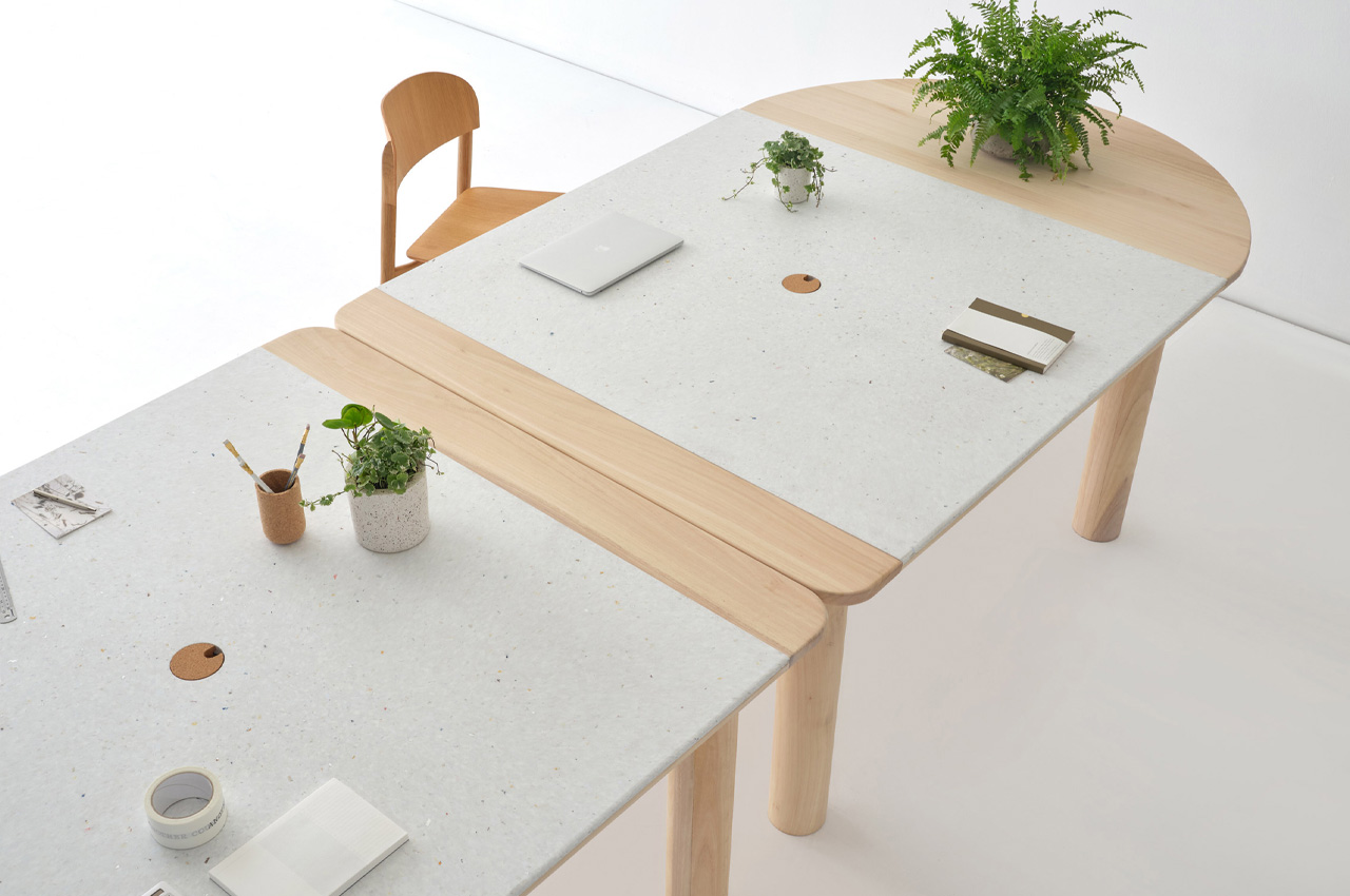 Recycled Yogurt Pots & Eucalyptus Wood Were Used to Make This Minimal +  Sustainable Work Table - Yanko Design