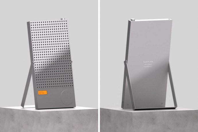 The ‘PLAYPLAIN’ wireless speaker highlights the iconic minimalism of Braun and MUJI