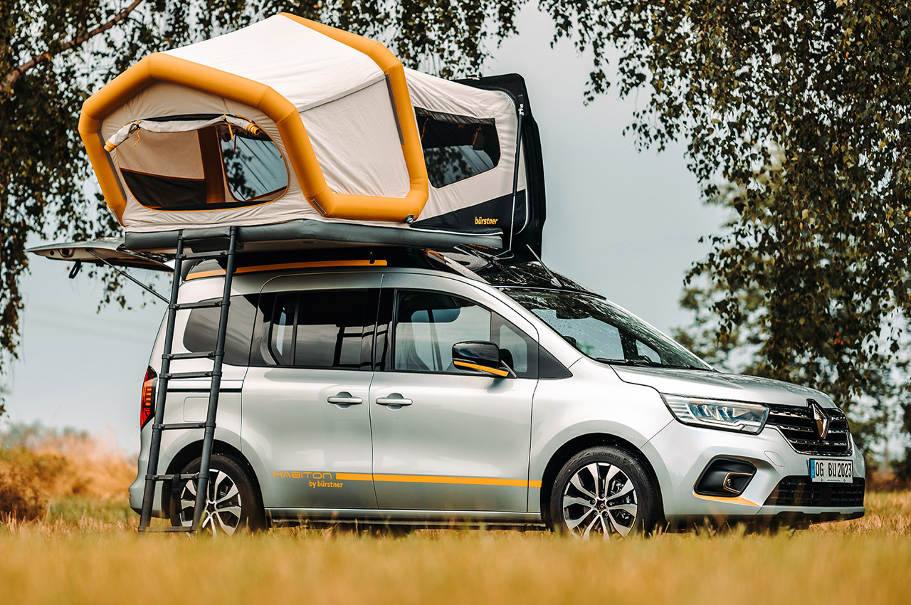 Based on Renault Kangoo, this micro camper with inflatable roof