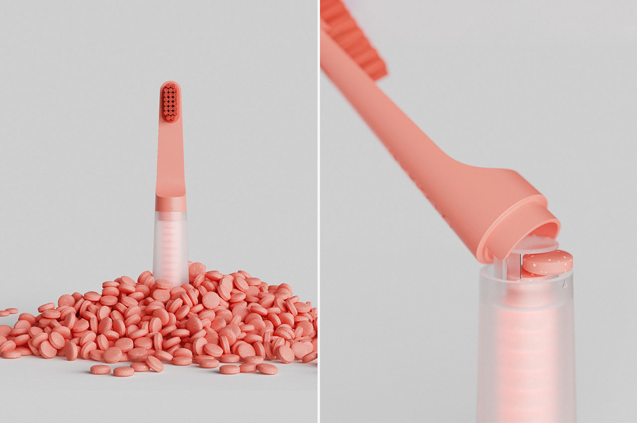 #Ingenious Toothbrush Stores & Dispenses Toothpaste Tablets Like A PEZ Dispenser