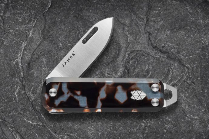 The James Brand’s latest pocket knife has a gorgeous Acetate handle inspired by haute eyewear