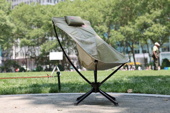 This 360° utilitarian swivel chair folds down in a small bag for any outdoor adventure