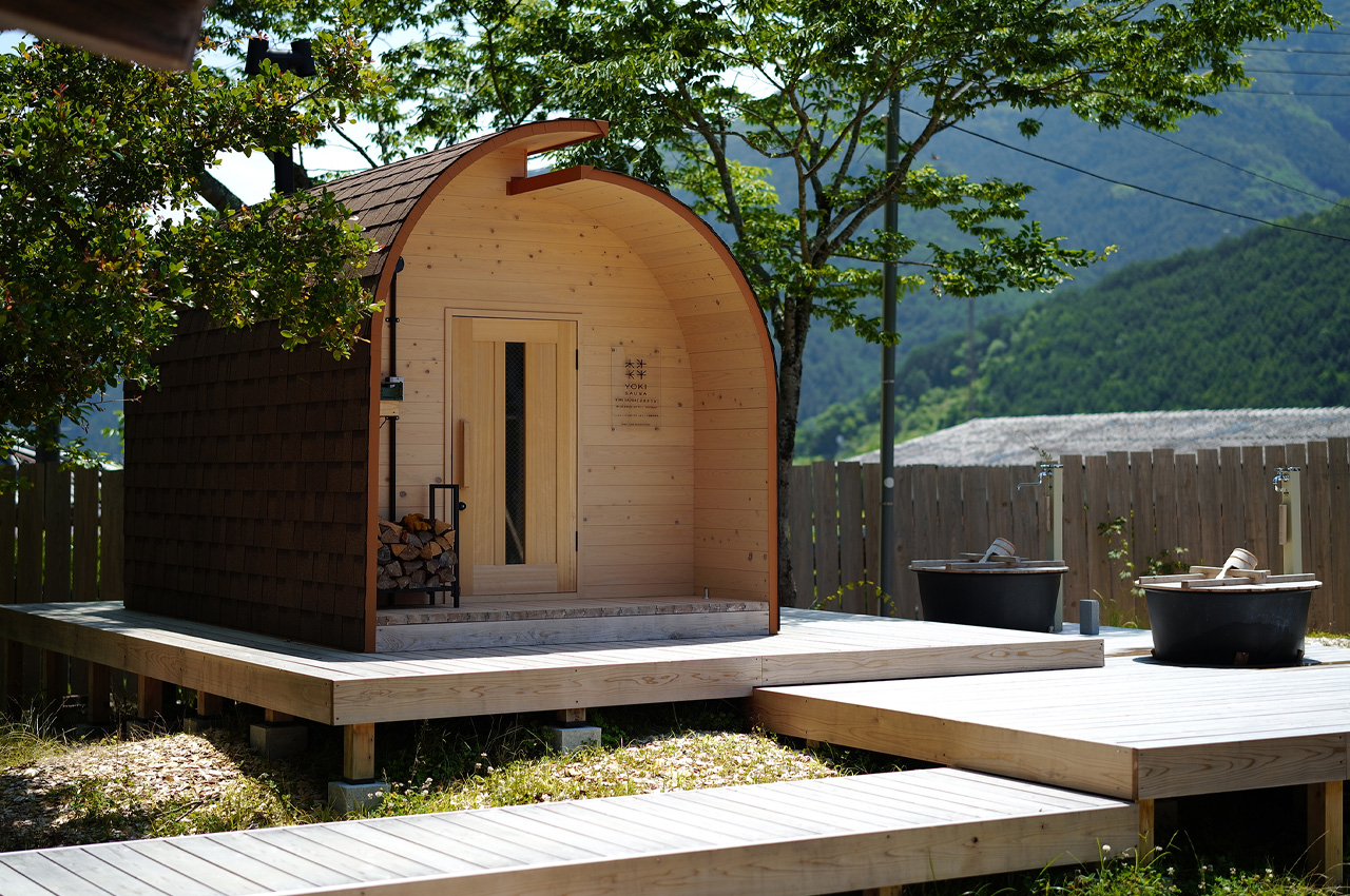 #Minimalist Barrel-Inspired Sauna Is Built Using Thinning Trees Collected From Japanese Forest