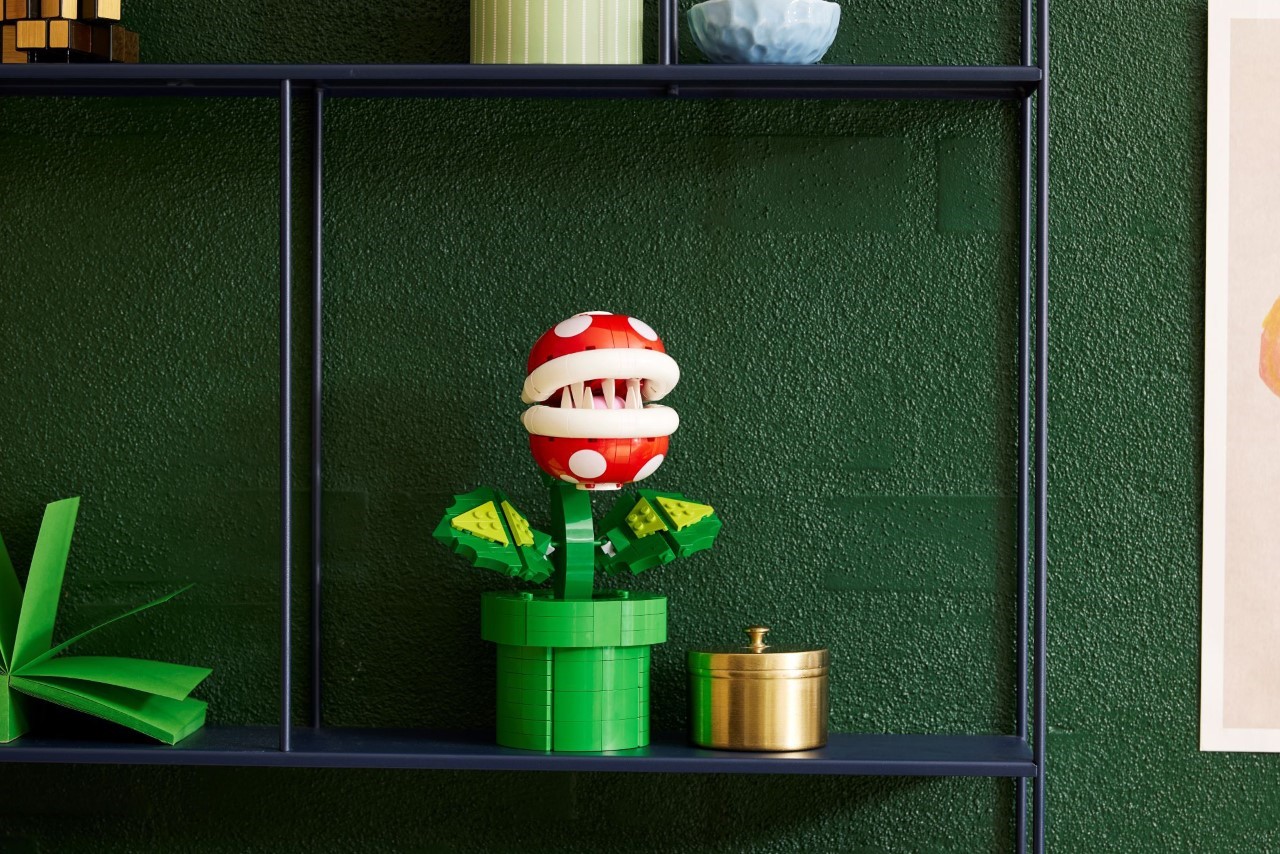 Lego ‘Piranha Plant’ from Super Mario on shelf