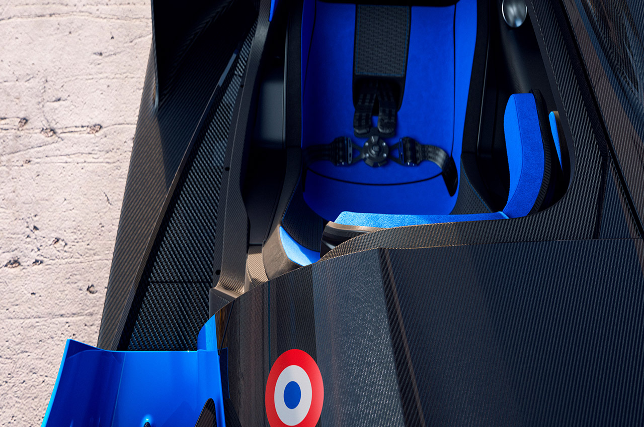 Under the shell of the Bugatti Bolide seat