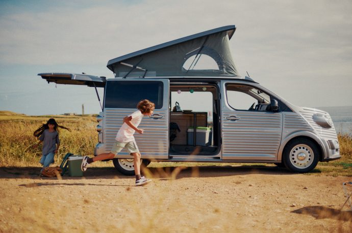 Citroën Type Holidays is a reinvented camper van with pop-up roof, convertible bed and a kitchenette