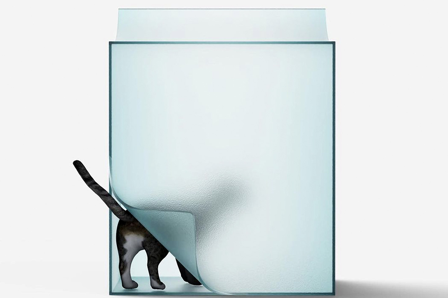 #Translucent Cuboidal Stool Is The Ultimate Lounging/Hiding Spot For Your Moody Cat’s ‘Me Time’