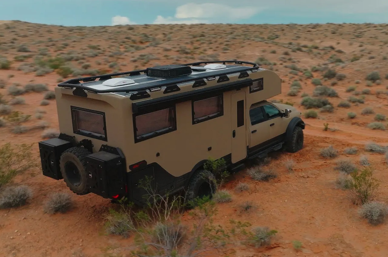 Off-grid camping will not be ordinary again with this carbon fiber and Kevlar body camper truck that sleeps four