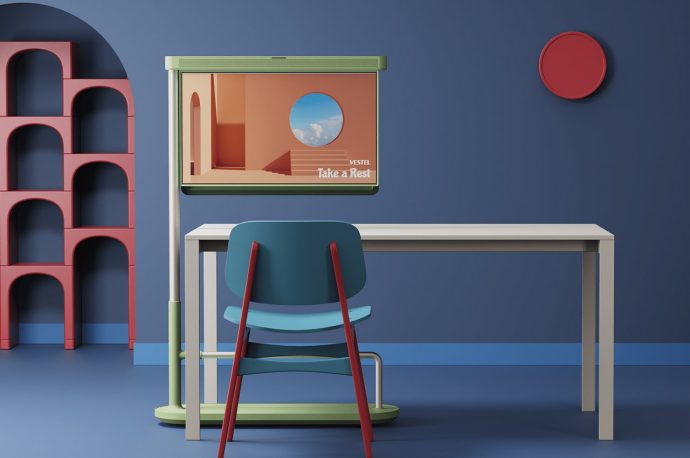 Vestel’s Take a Rest 32-inch touchscreen fits snugly besides your workstation and right in your life