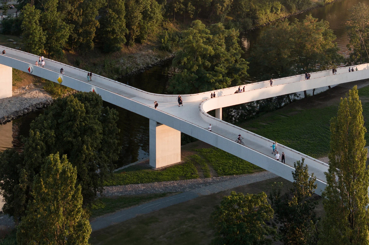 #Minimalist Sleek Concrete Bridge In Prague Is A Sculpture Connecting The City To A Small Island