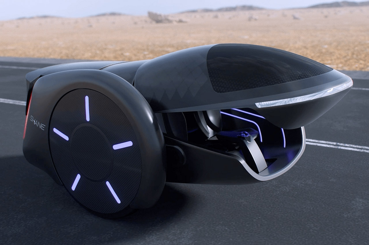 #The Shane is a striking two-wheeled electric car that looks like a bumped up hoverboard with humungous wheels