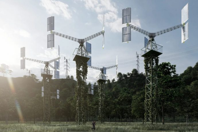 This 3D printed wind turbine design uses solar arrays for 24/7 green energy
