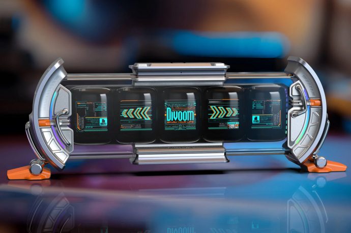 This Cyberpunk-ish desk clock is your expanded widget platform for peak productivity