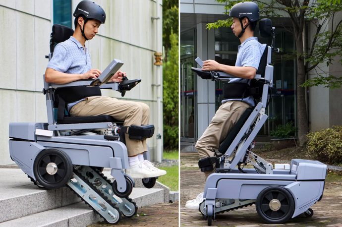 This Korean institute’s robotic wheelchair can let the user stand up and climb stairs at will
