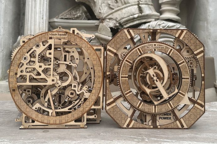 Build your own Patek Philippe-style Chronograph using this DIY Wooden Watchmaking Kit