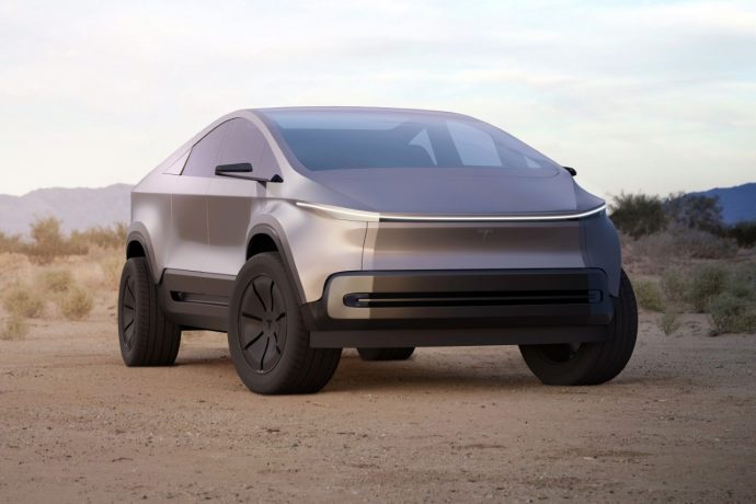 Cybertruck 2.0 concept showcases an elegantly curved design, color options, and a ‘frunk’
