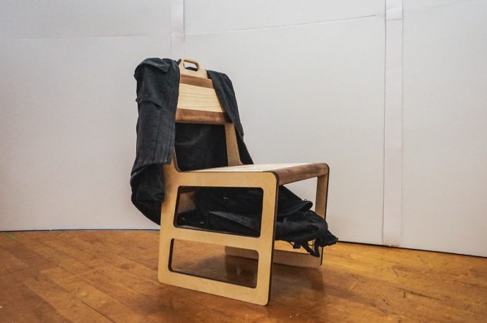 This chair concept for fast-casual restaurants comes with a coat hanger and bag tray