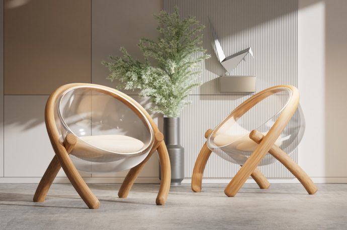 This cute chair transforms waste into beauty using recycled plastic bottles