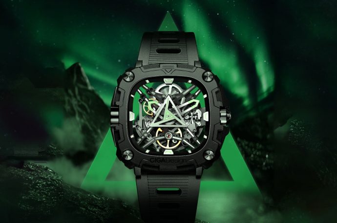 This striking mechanical watch is a fusion of modern design and ancient Egyptian mysticism