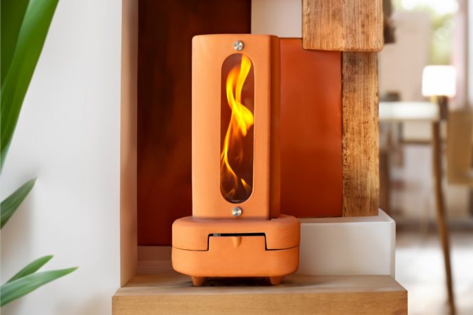 This terracotta chimney gives you the warmth of a fireplace in a small, sustainable package