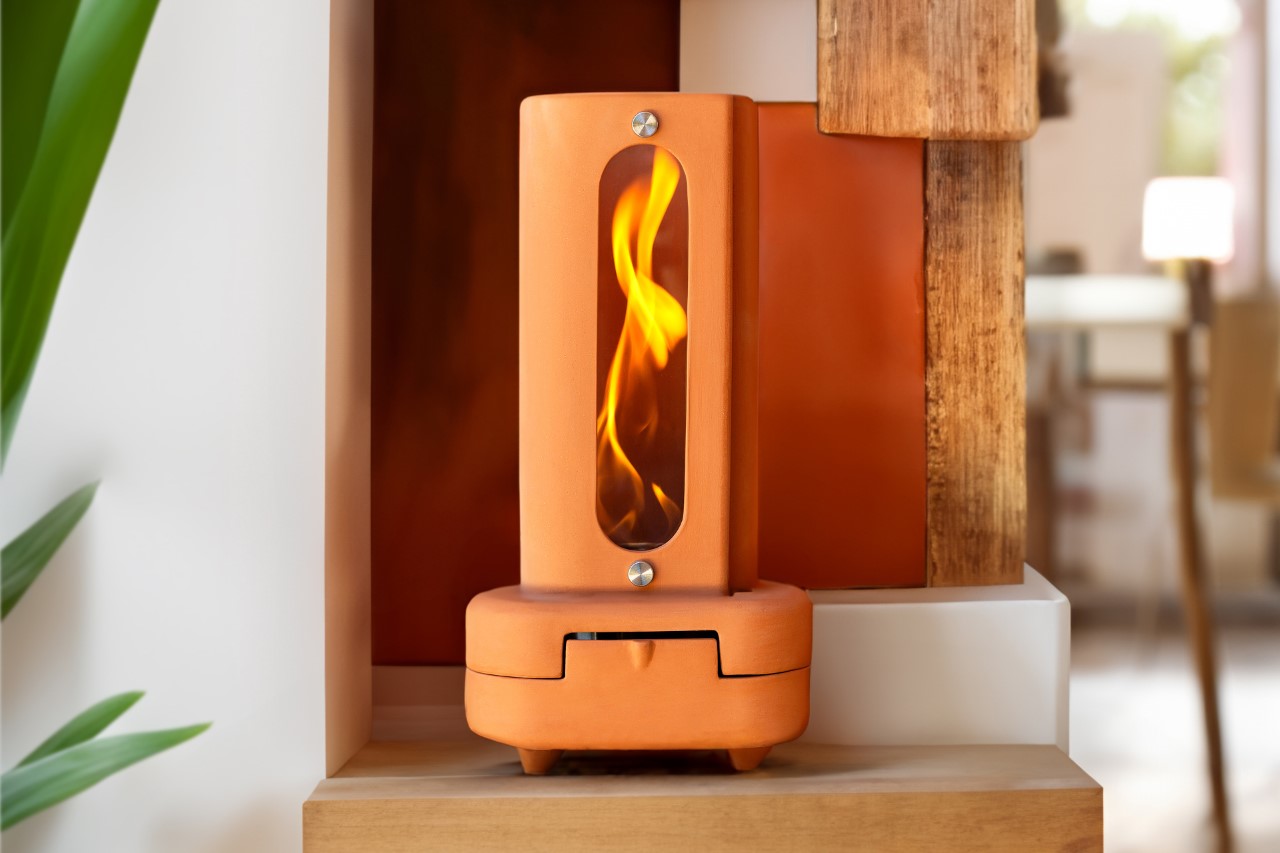 #This terracotta chimney gives you the warmth of a fireplace in a small, sustainable package