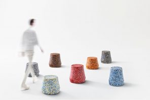 Colorful stool is made from 80% recycled plastic