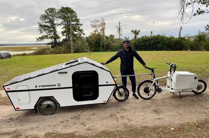 Cybertruck-inspired Cyberdrop trailer would make bike packing more adventurous and fun