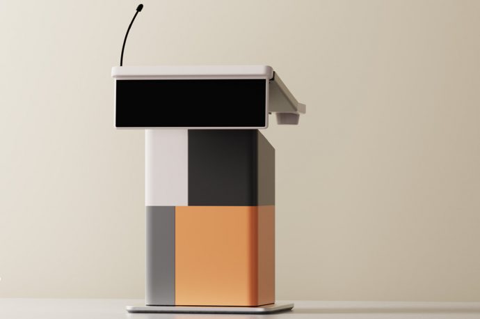 This smart adjustable lectern is all-in-one audio-visual solution for least distraction in teacher-pupil communication