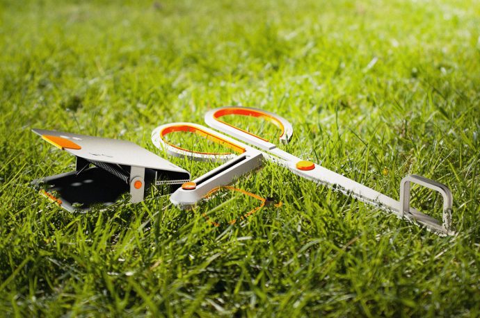 Convenience of using a spring-laden, retracting knife and scissor-tong comb is camping essentials for all