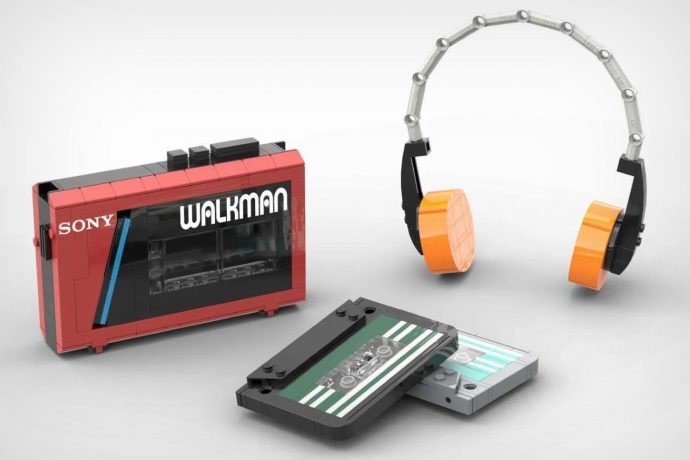 This LEGO version of the classic Sony Walkman WM-22 features an opening lid with removable cassettes!
