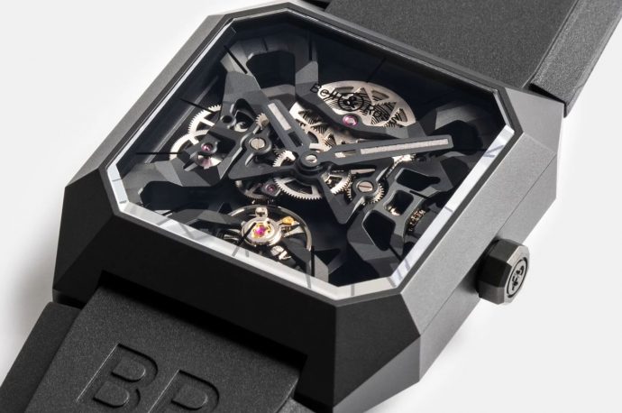 Limited edition Bell & Ross BR 03 Cyber watch in matt black ceramic has an interesting lug-less design