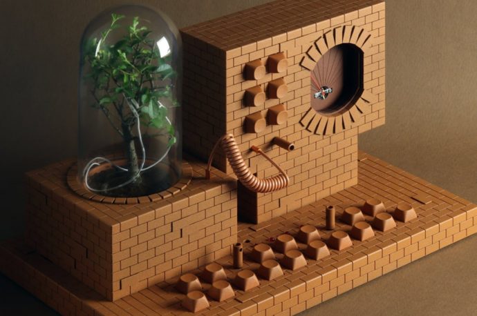 Love Hultén brick-inspired sound sculpture uses a bonsai tree to create sounds