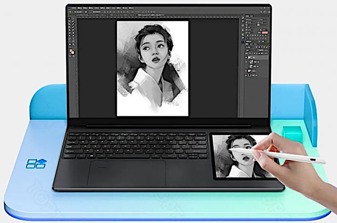 Odd laptop for creatives has a 7-inch tablet beside its keyboard
