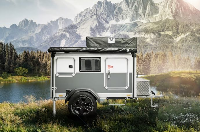 This versatile tiny camping trailer for your EV fits in a standard garage or an underground car park